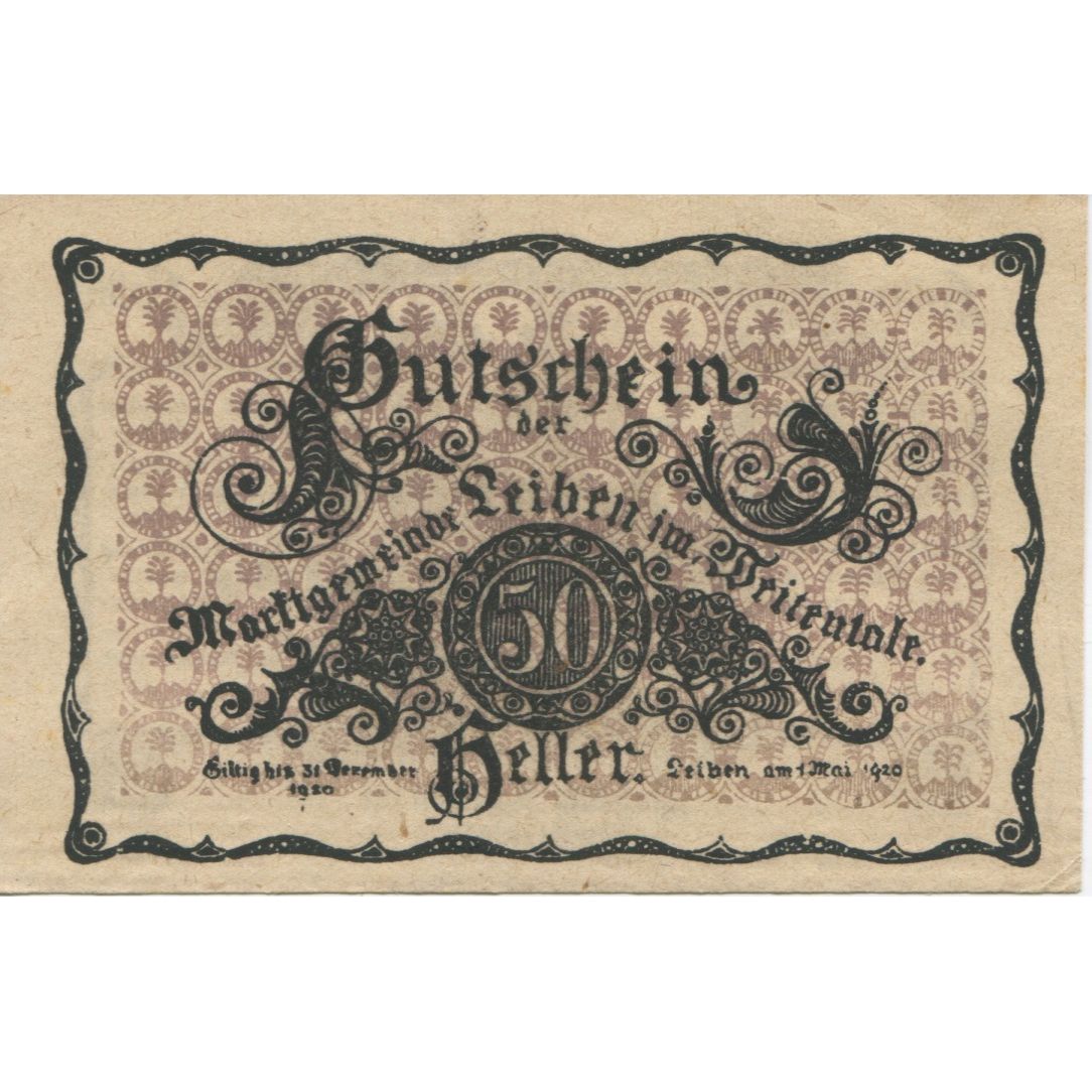 Banknote, Austria, Leiben, 50 Heller, château, 1920 UNC(63) Mehl:FS 509