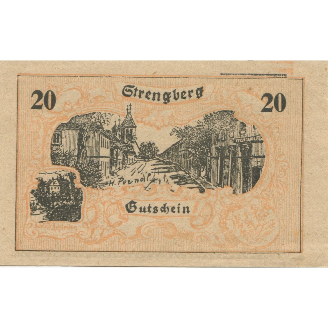 Banknote, Austria, Strengberg, 20 Heller, village, 1920, UNC(63) Mehl:FS 1049a