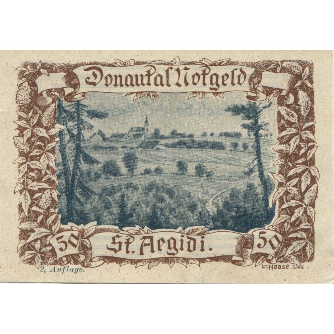 Banconote, Austria, St Aegidi, 50 Heller, paysage, 1920, SPL, Mehl:FS 127d