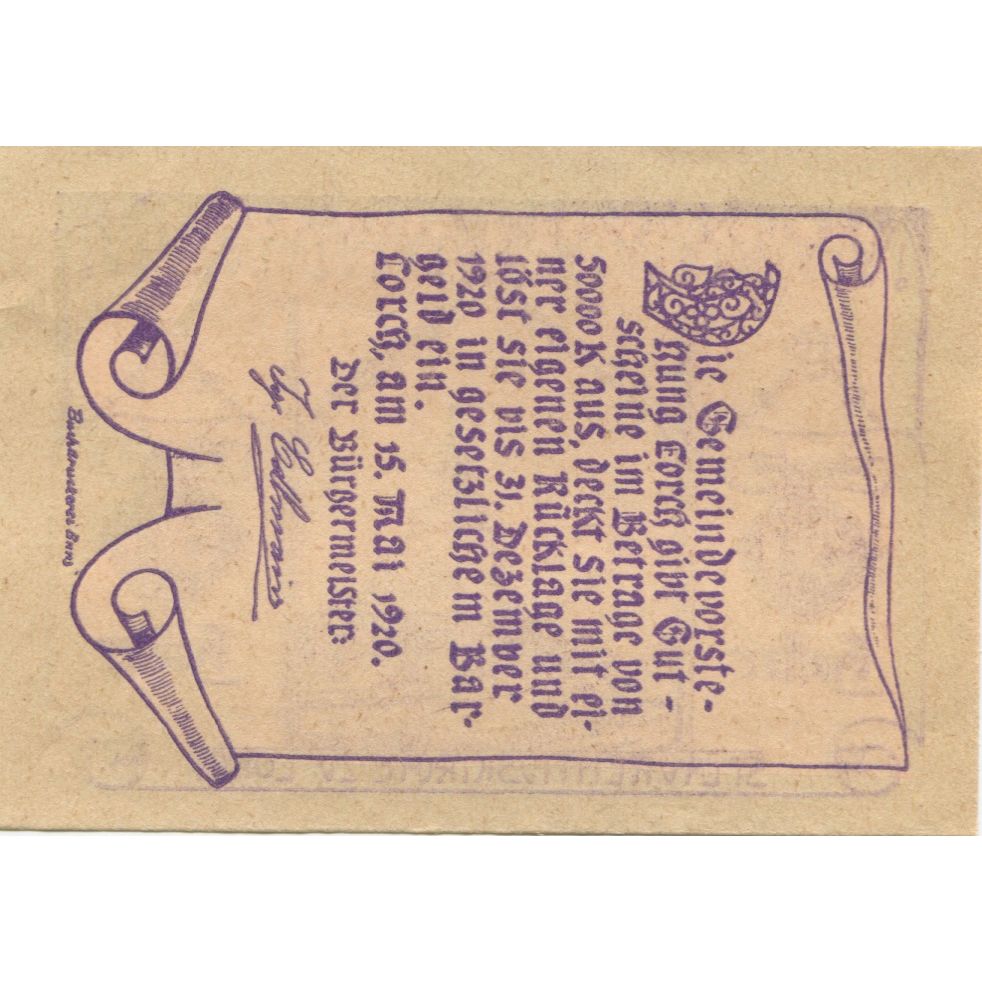Geldschein, Österreich, Lorch, 50 Heller, château 1920-12-31, UNZ- Mehl:FS 564a