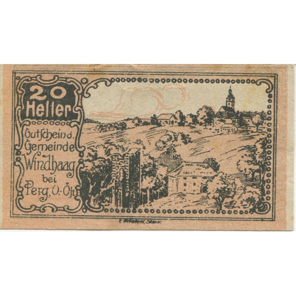 Banknote, Austria, Windhaag, 20 Heller, paysage, 1920 AU(55-58) Mehl:FS 1243I