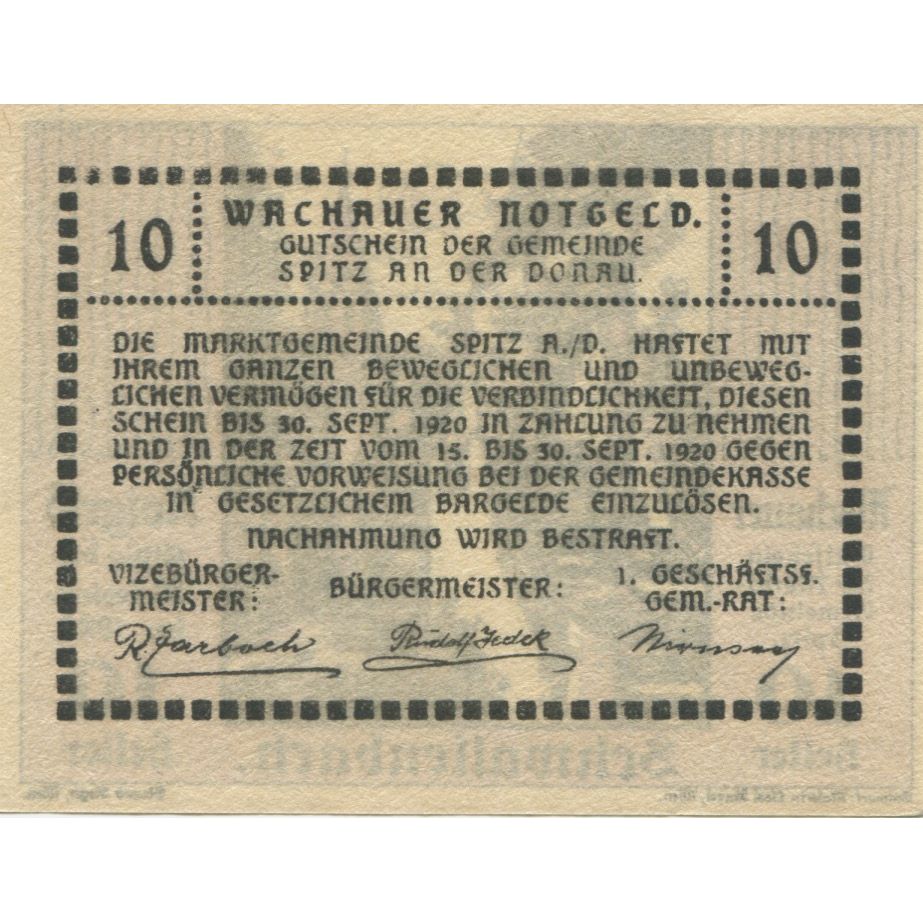 Billet, Autriche, Schwallenbach, 10 Heller, rue, 1920 SPL, Mehl:FS 1122.8II