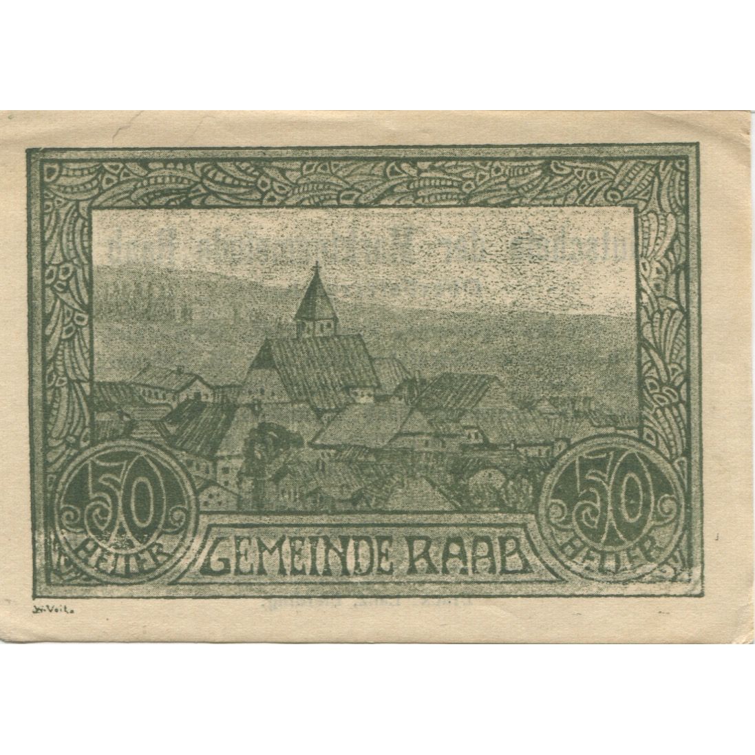 Nota, Áustria, Raab, 50 Heller, village, 1920, UNC(60-62), Mehl:FS 805