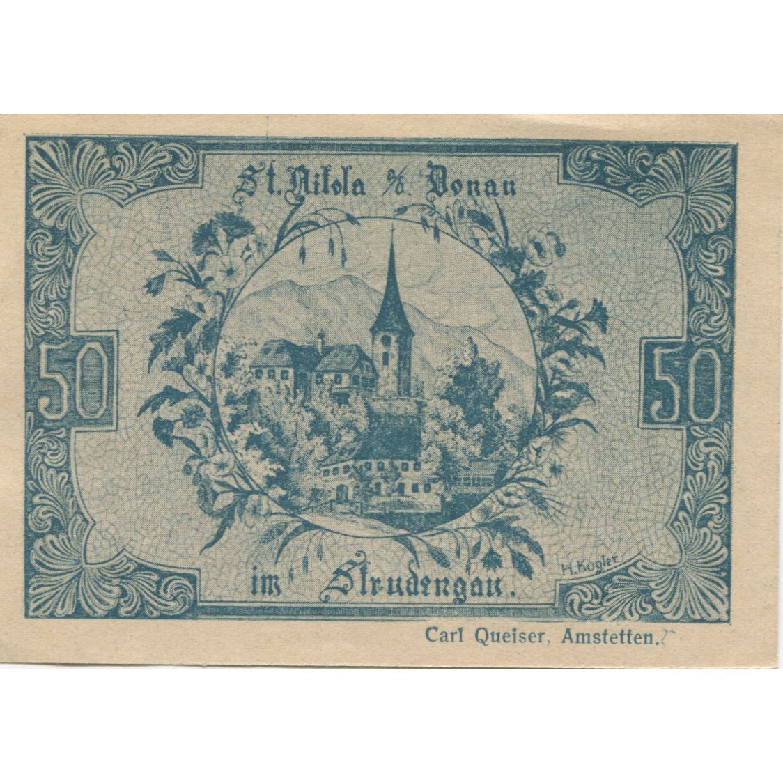 Banknote, Austria, St Nikola, 50 Heller, château, 1920 UNC(63) Mehl:FS 914IIIa