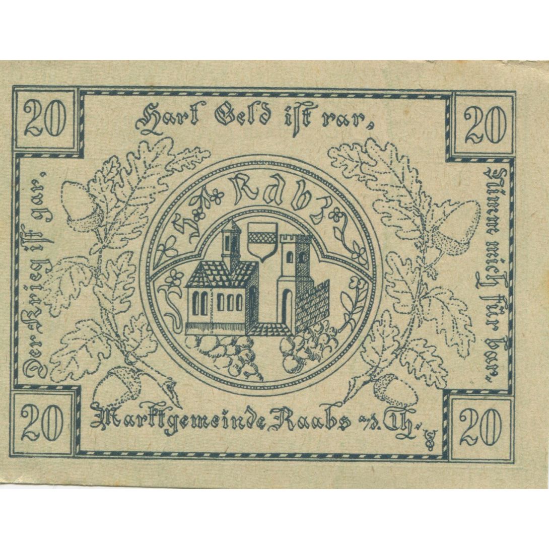 Banknote, Austria, Raab, 20 Heller, Eglise, 1920, UNC(63), Mehl:FS 805