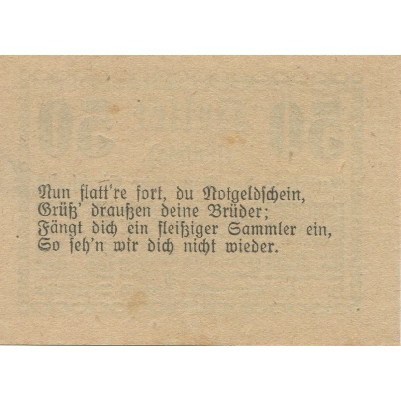 Banknote, Austria, Kirchheim, 50 Heller, Texte, 1920 UNC(63) Mehl:FS 447IIa