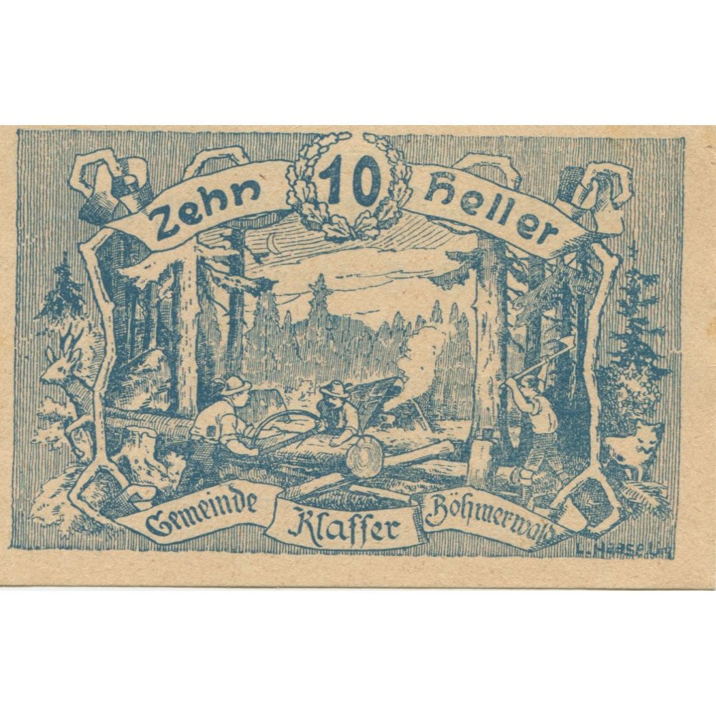 Banknote, Austria, Klaffer, 10 Heller, Forêt, 1921 UNC(63), Mehl:FS 450b