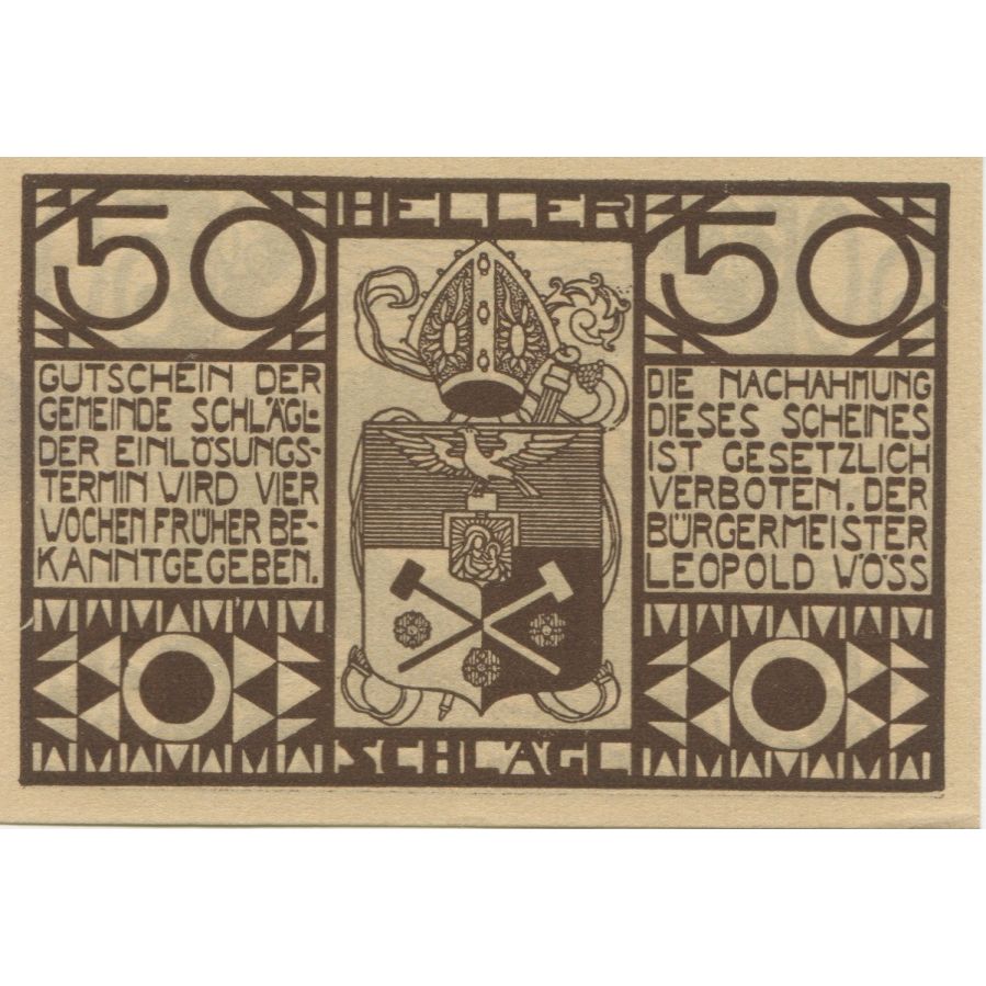 Banknote, Austria, Schlägl, 50 Heller, château, 1920, UNC(63), Mehl:FS 960a
