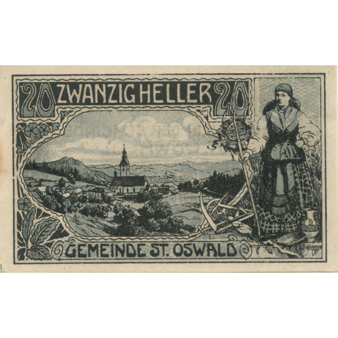 Banknote, Austria, St Oswald, 20 Heller, paysage, 1920, UNC(63), Mehl:FS 918