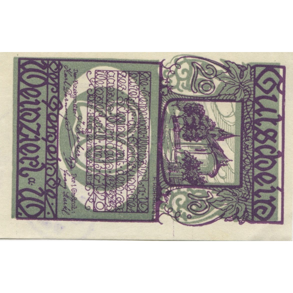 Banknote, Austria, Weinzierl, 20 Heller, Eglise 1920-06-13, UNC(63) Mehl:FS 1153