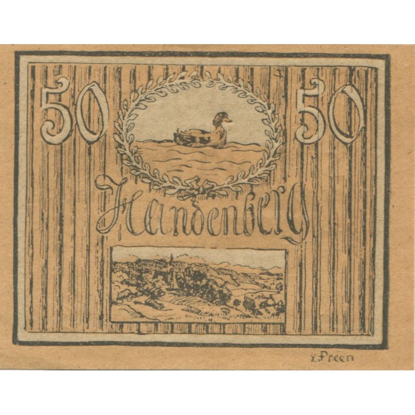 Billet, Autriche, Handenberg, 50 Heller, paysage 1920-10-31, SPL, Mehl:FS 347a