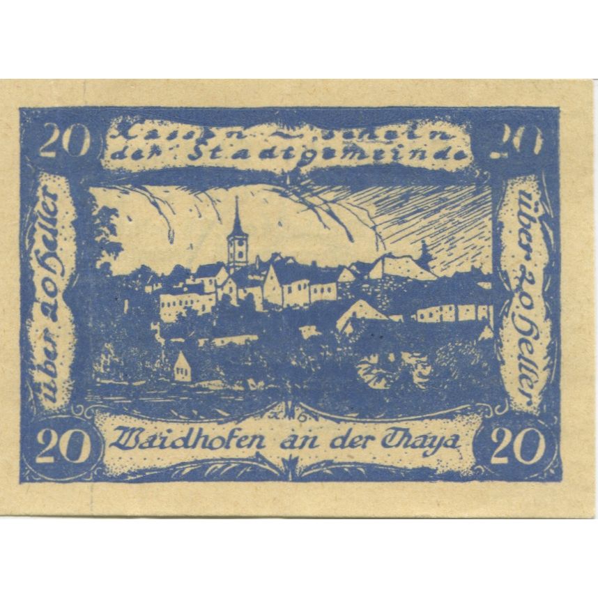 Banknote, Austria, Waidhofen, 20 Heller, paysage, 1920 UNC(63) Mehl:FS 1125