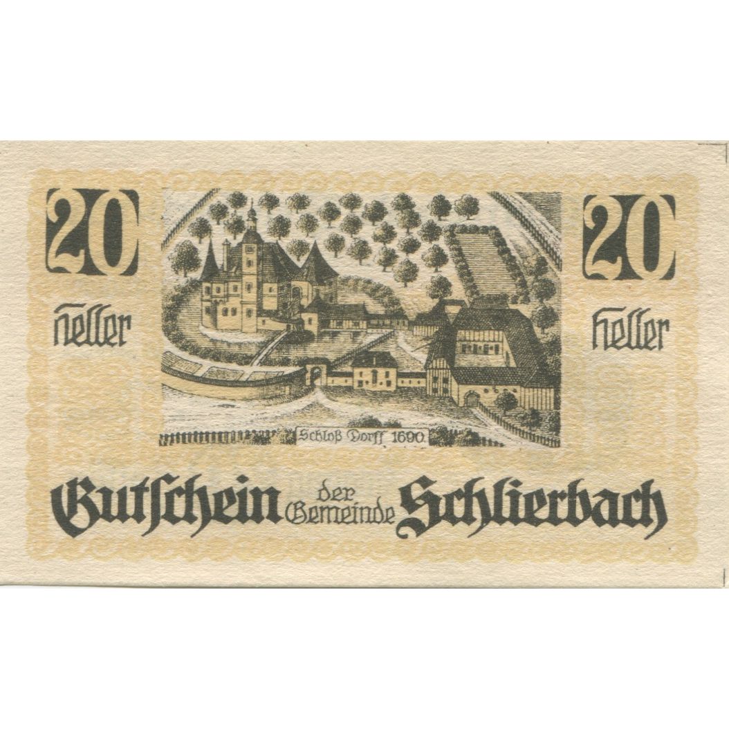 Banknote, Austria, Schlierbach, 20 Heller, Blason, 1920, UNC(63) Mehl:FS 962I