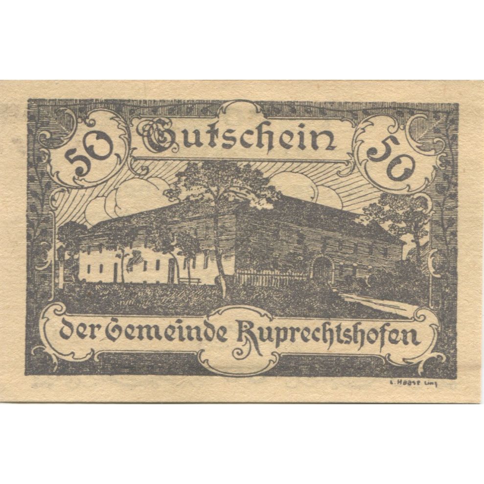 Banknote, Austria, Ruprechtshofen, 50 Heller, château 1920 UNC(63) Mehl:FS 901a