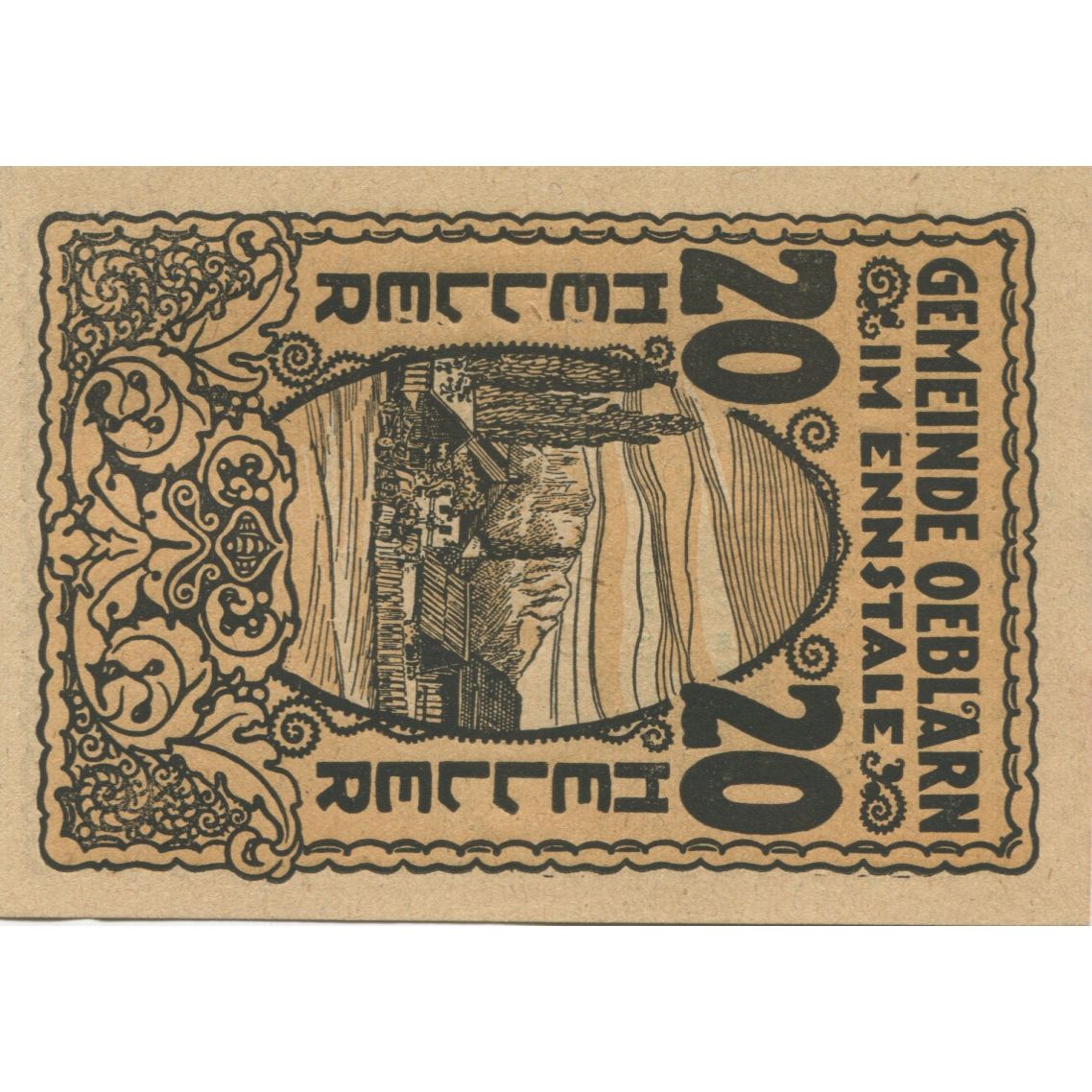 Geldschein, Österreich, Oeblarn, 20 Heller, village 1920 UNZ- Mehl:FS 700Ib