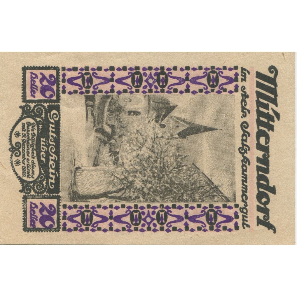Banknote, Austria, Mitterndorf, 20 Heller, village, 1920 UNC(63) Mehl:FS 621