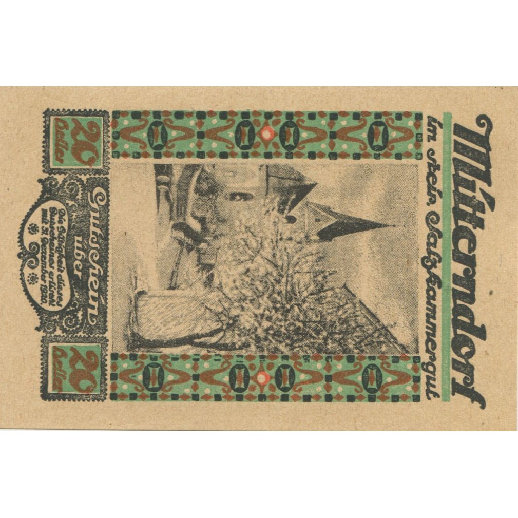 Geldschein, Österreich, Mitterndorf 20Heller, village, 1920 UNZ- Mehl:FS 621IIa1