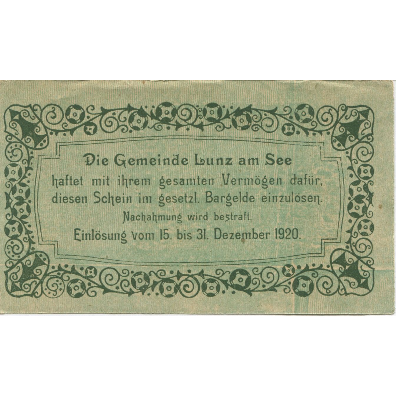 Banknote, Austria, Lunz am See, 20 Heller, fleuve, 1920 AU(55-58) Mehl:FS 571a