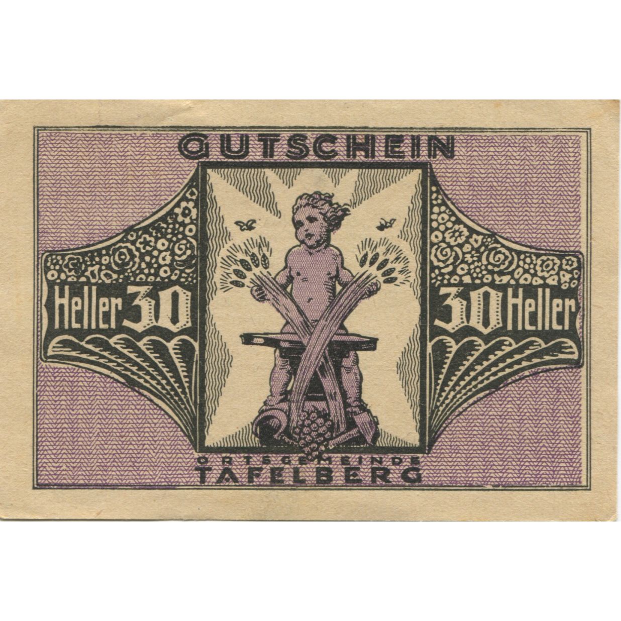 Billete, Austria, Tafelberg, 30 Heller, Blason 1920-12-31, SC Mehl:FS 1054II