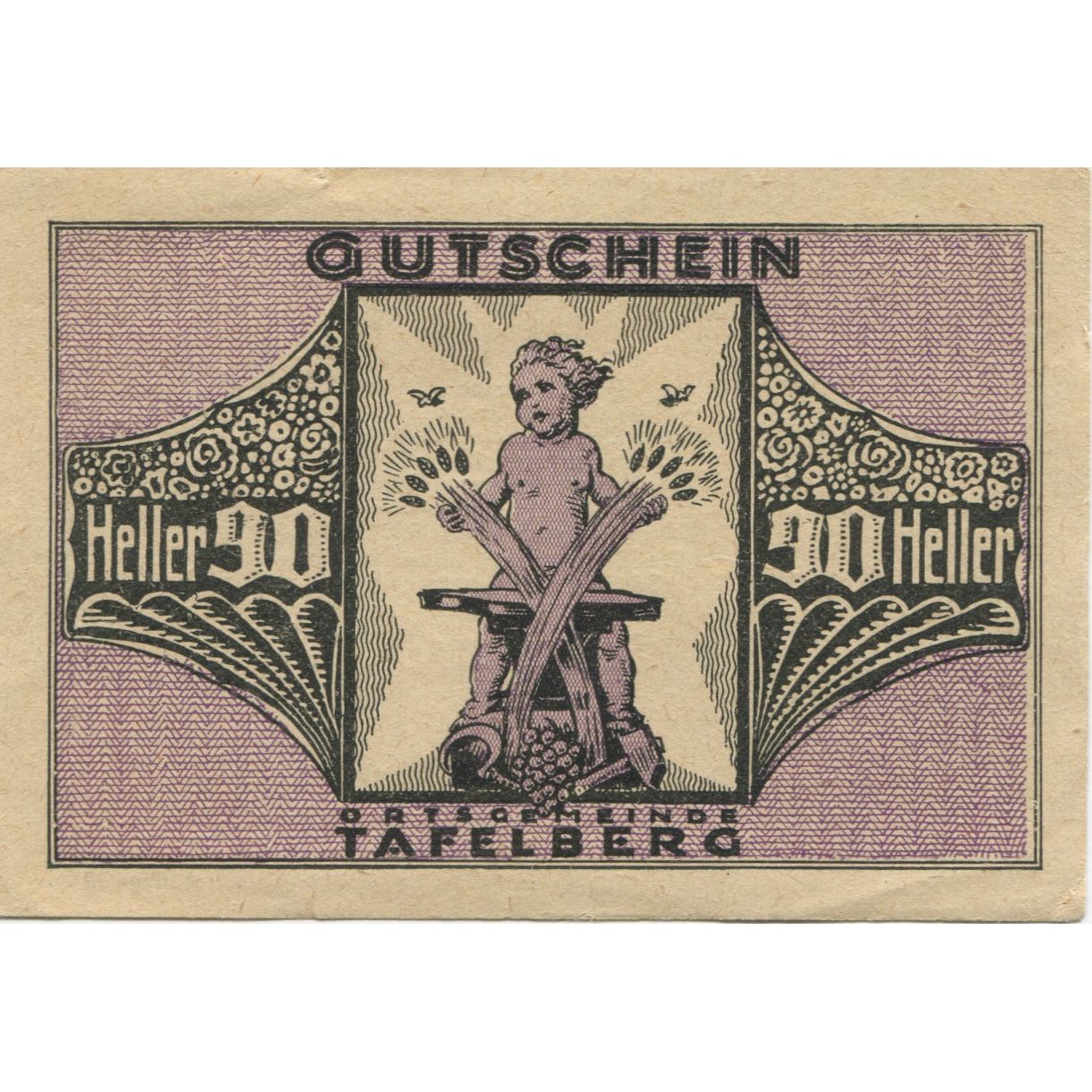 Geldschein, Österreich, Tafelberg, 90 Heller, Blason, 1920, UNZ- Mehl:FS 1054II