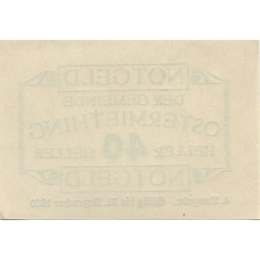 Banknote, Austria, Ostermiething, 40 Heller, Texte, 1920 UNC(63) Mehl:FS 713IIa