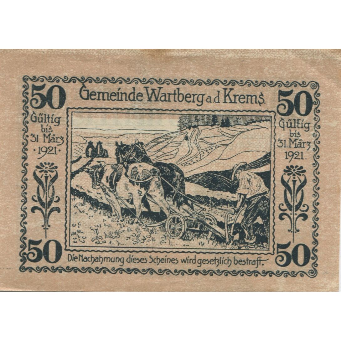 Banknote, Austria, Wartberg, 50 Heller, village, 1920 AU(55-58) Mehl:FS 1141a
