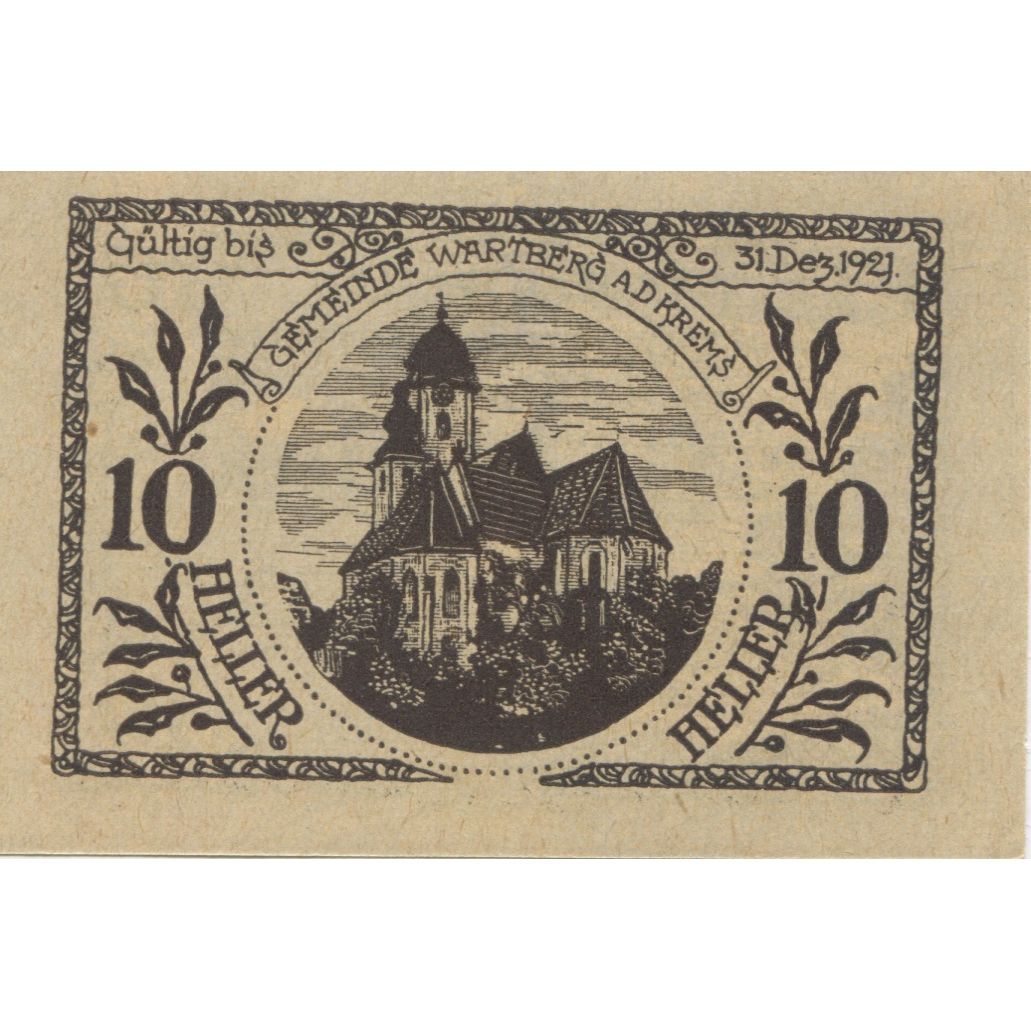 Banknote, Austria, Wartberg, 10 Heller, Eglise, 1920 UNC(63) Mehl:FS 1141a