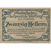 Banknote, Austria, Wartberg, 20 Heller, Eglise 1920-12-31, UNC(63) Mehl:FS 1141a