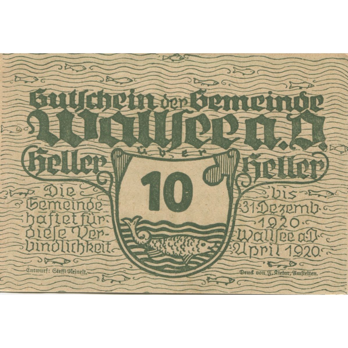 Banknote, Austria, Wallsee, 10 Heller, mer 1920-12-31, UNC(63), Mehl:FS 1137Ia
