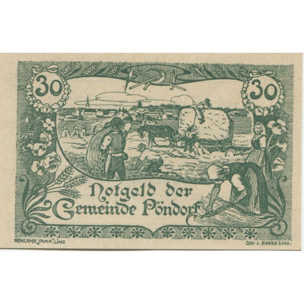 Banknote, Austria, Pöndorf, 30 Heller, champs, 1920, UNC(63), Mehl:FS 757c