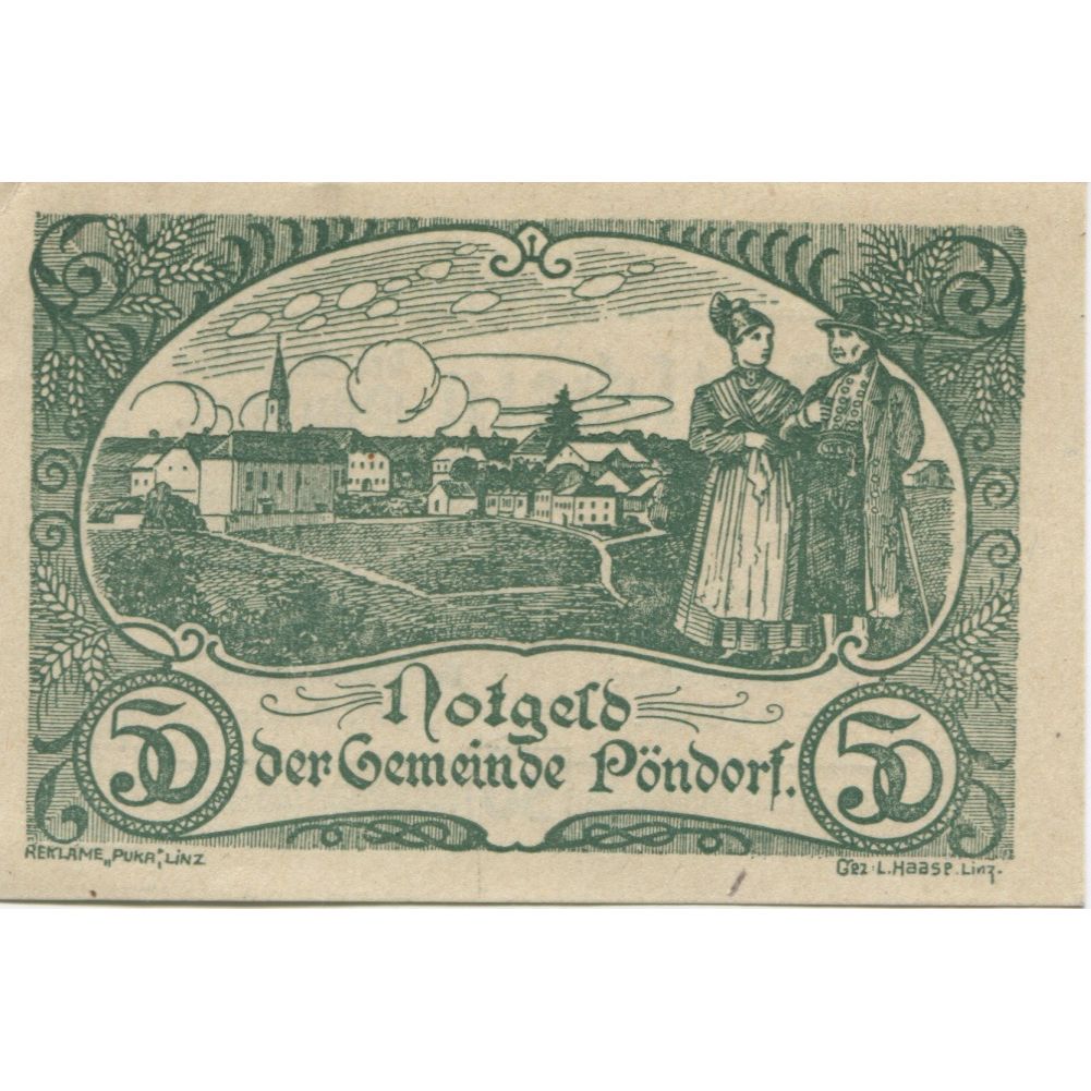 Banknote, Austria, Pöndorf, 50 Heller, Eglise, 1920, UNC(63), Mehl:FS 757c