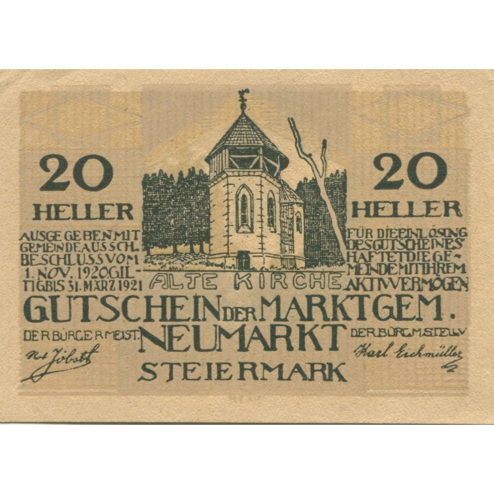 Banknote, Austria, Steiermark, 20 Heller, tour 1, 1920, UNC(63), Mehl:FS 1014a
