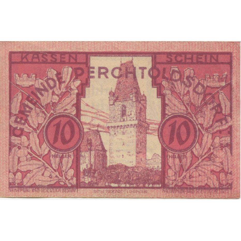 Billet, Autriche, Perchtoldsdorf, 10 Heller, Eglise, 1920, SPL Mehl:FS 728