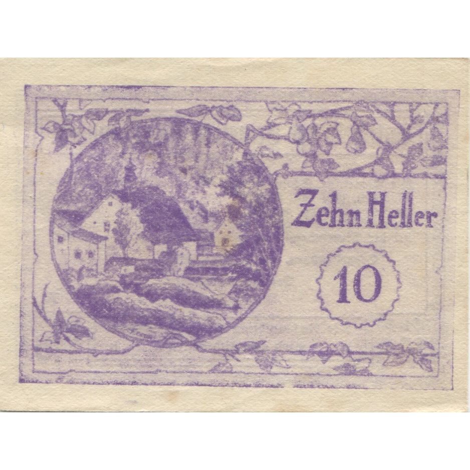 Geldschein, Österreich, Schardenberg, 10 Heller, village, 1920, VZ Mehl:FS 954b