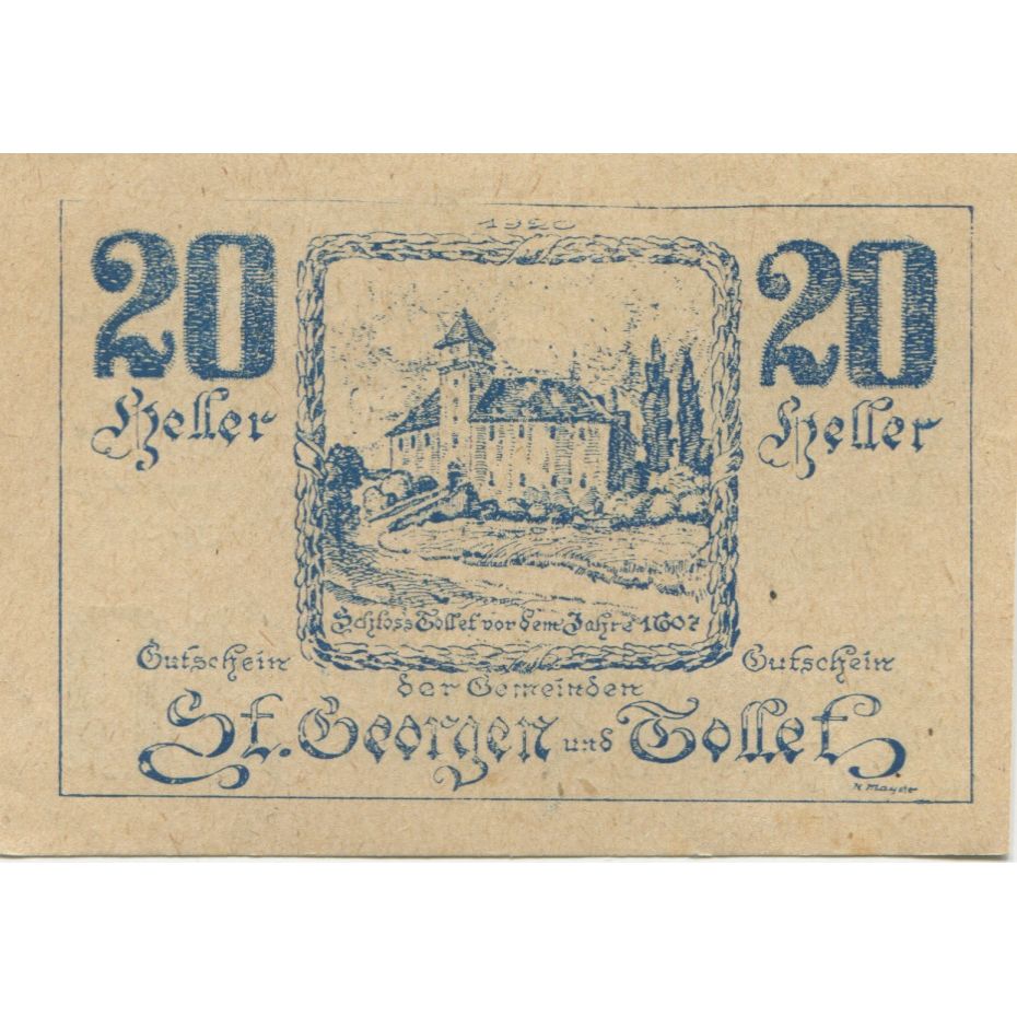 Banknot, Austria, St Georgen, 20 Heller, Blason 1920-12-31 UNC(63) Mehl:FS 883Ia