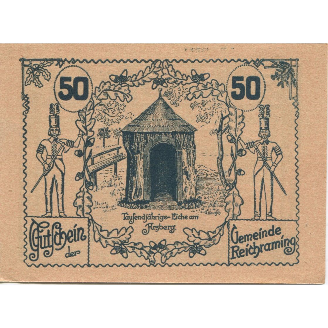 Nota, Áustria, Reichraming, 50 Heller, Hutte 1920-12-31, UNC(63) Mehl:FS 829a