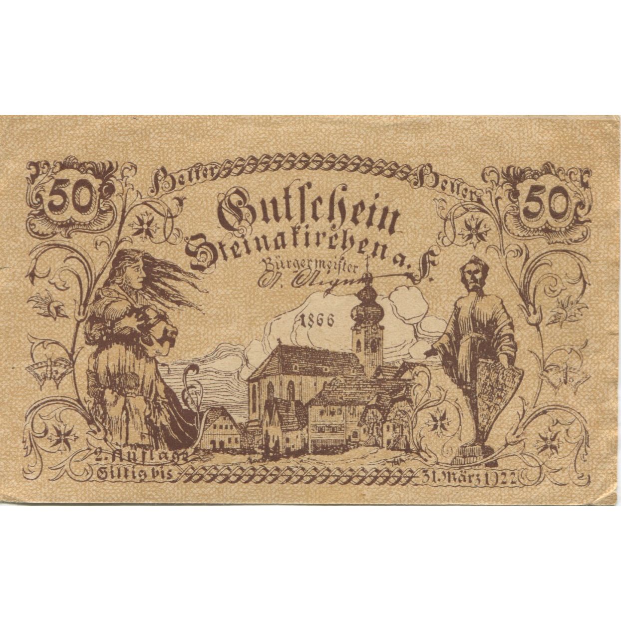 Geldschein Österreich Steinakirchen 50Heller 1920 UNZ- Mehl:FS 1017IIb