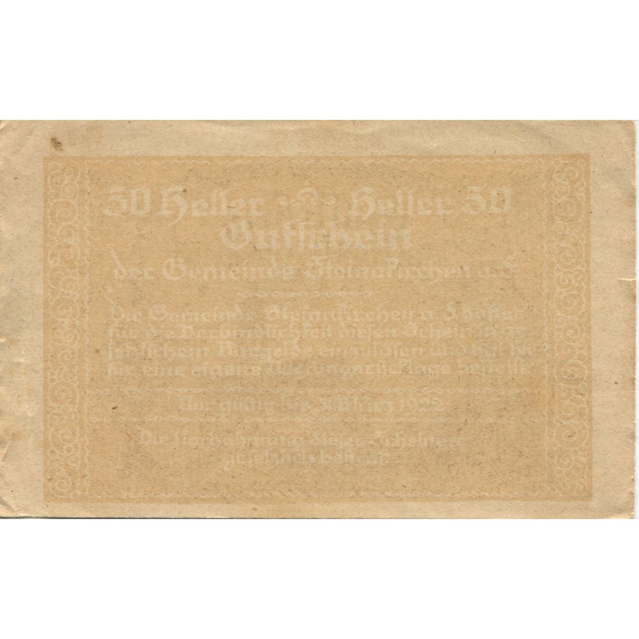 Geldschein Österreich Steinakirchen 50Heller 1920 UNZ- Mehl:FS 1017IIb