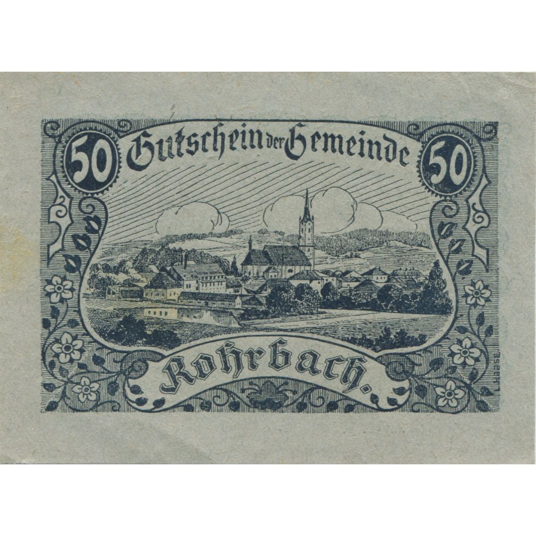 Geldschein, Österreich, Rohrbach, 50 Heller, Eglise, 1920, SS, Mehl:FS 841a