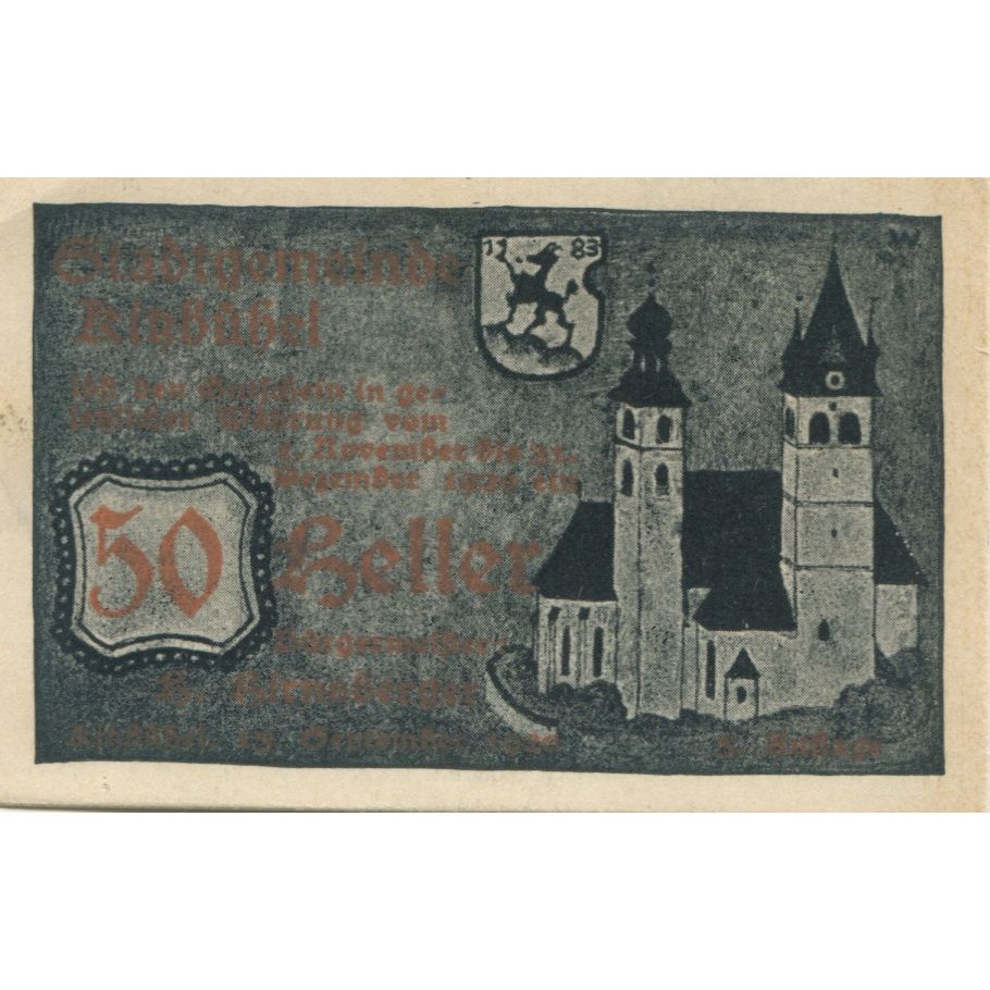 Nota, Áustria, Kitzbühel, 50 Heller, château 1920-01-15, UNC(63) Mehl:FS 449d