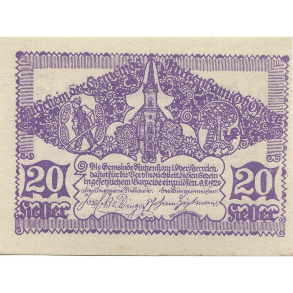Banconote, Austria, Rutzenham, 20 Heller, Eglise 1921-02-28, SPL Mehl:FS 858Ic