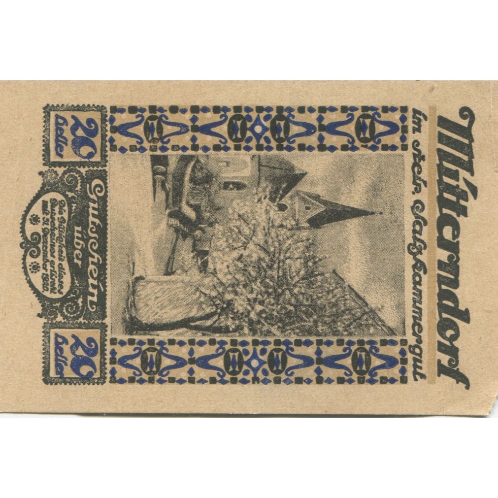 Geldschein, Österreich, Mitterndorf, 20 Heller, chemin, 1920 VZ Mehl:FS 621