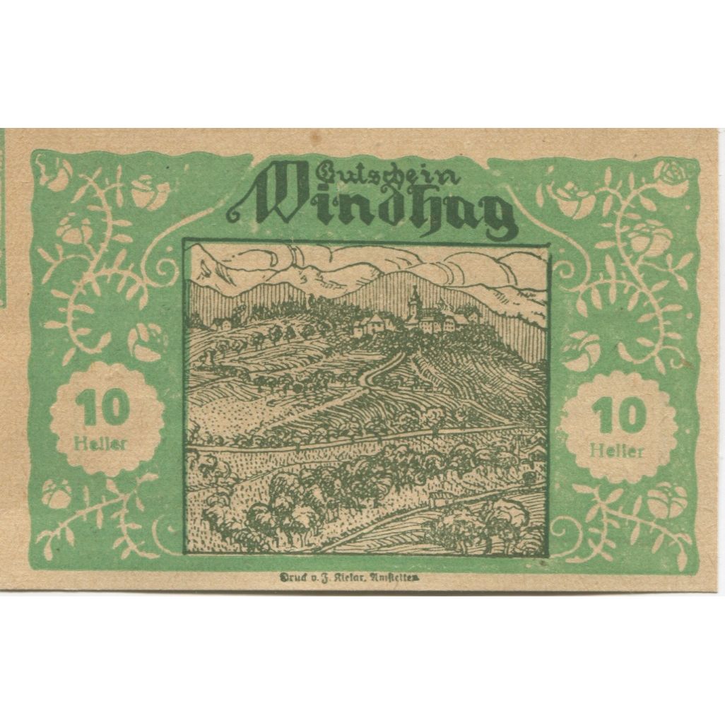 Geldschein, Österreich, Windhag, 10 Heller, paysage, 1920 UNZ- Mehl:FS 1244