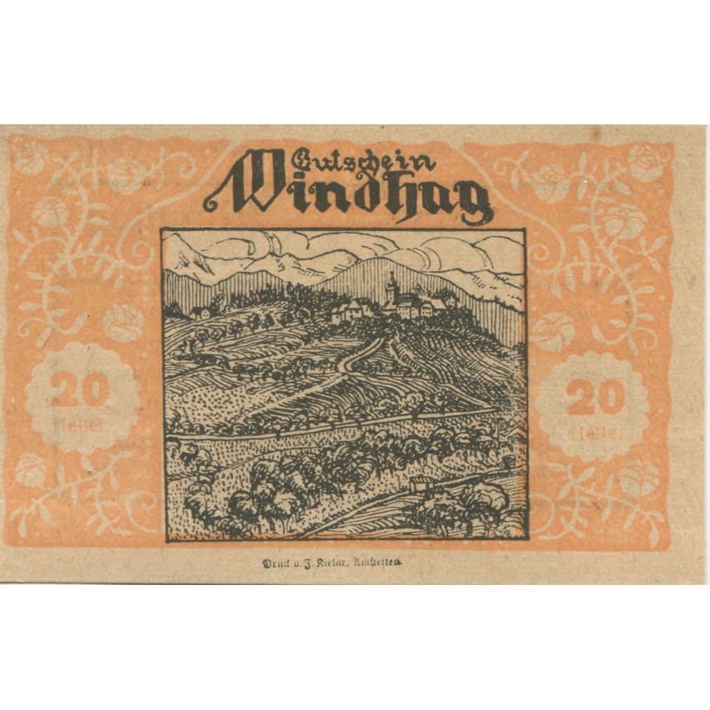 Geldschein, Österreich, Windhag, 20 Heller, paysage, 1920 UNZ- Mehl:FS 1244
