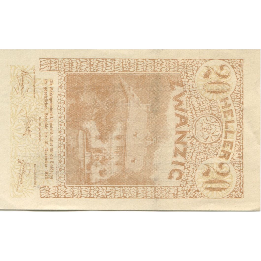 Biljet, Oostenrijk, Lilienfeld, 20 Heller, ferme 1920-12-31, SPL Mehl:FS 523IaA