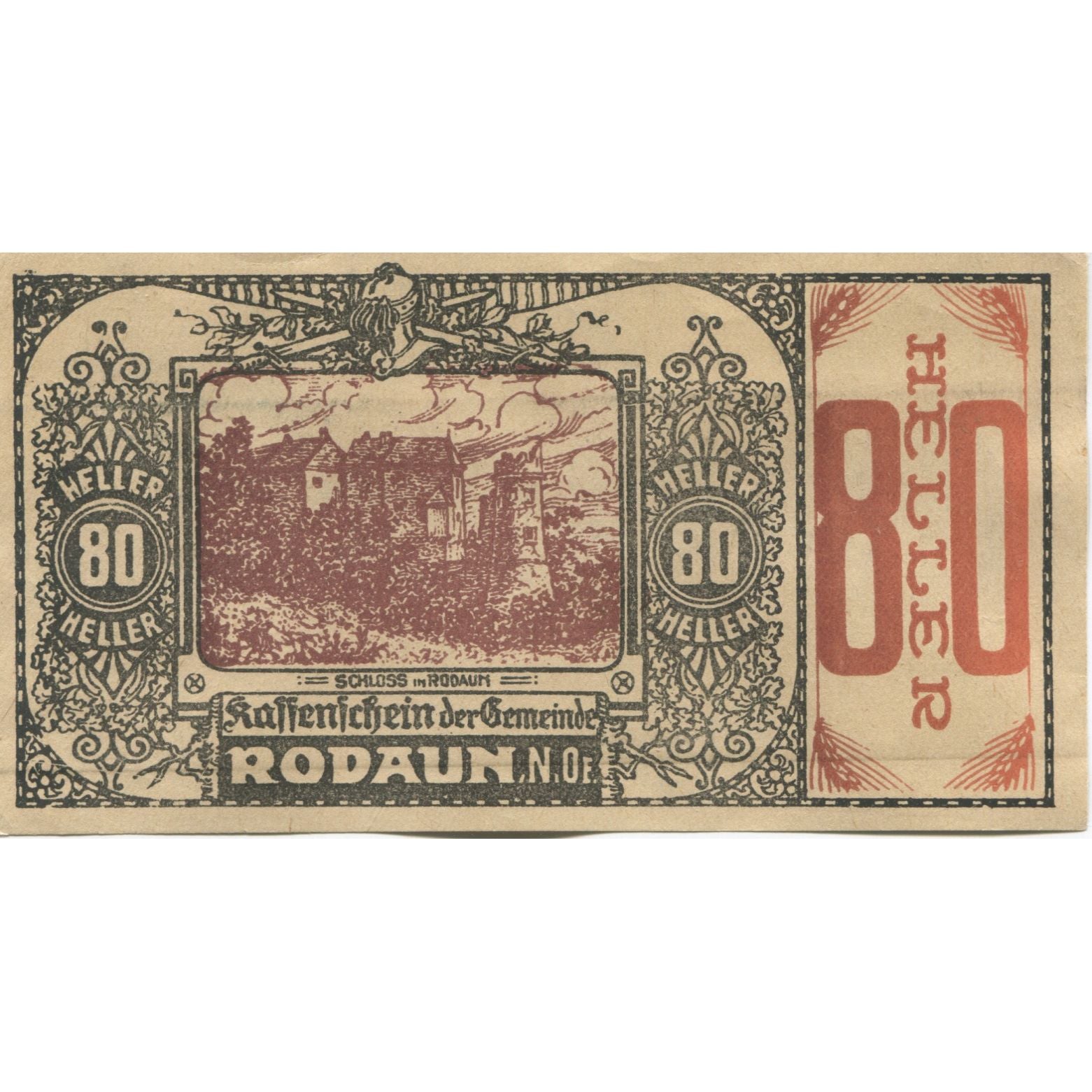 Geldschein, Österreich, Rodaun, 80 Heller, château, 1920, UNZ-, Mehl:FS 840IIa