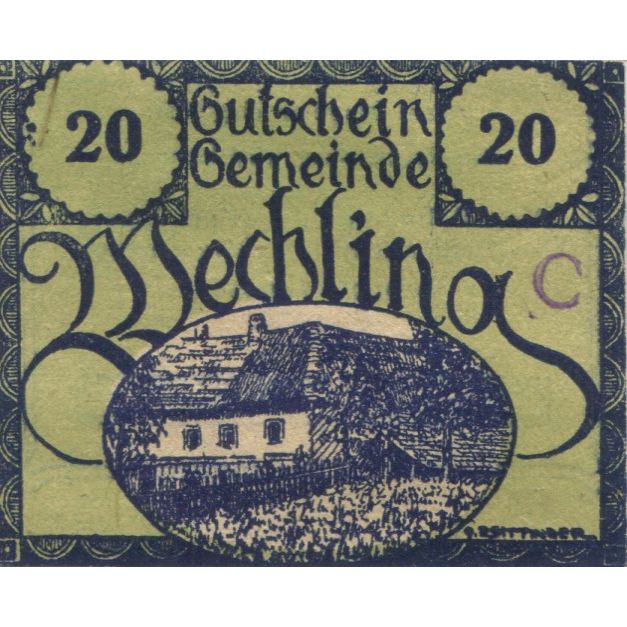 Geldschein, Österreich, Wechling, 20 Heller, Maison, 1920 UNZ- Mehl:FS 1145a