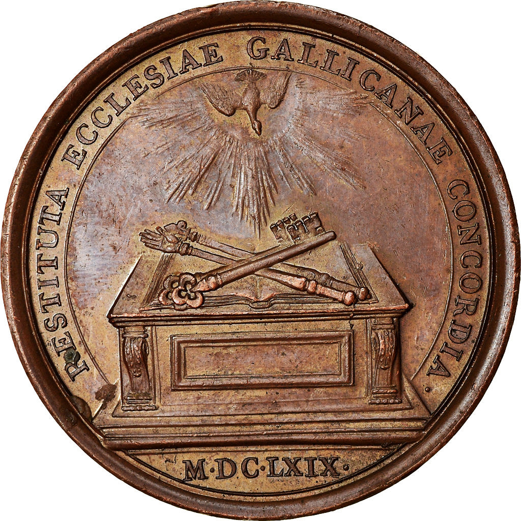 Francia, medaglia, Louis XIV, Paix de l'Église, 1669, Rame, Mauger, Restrike