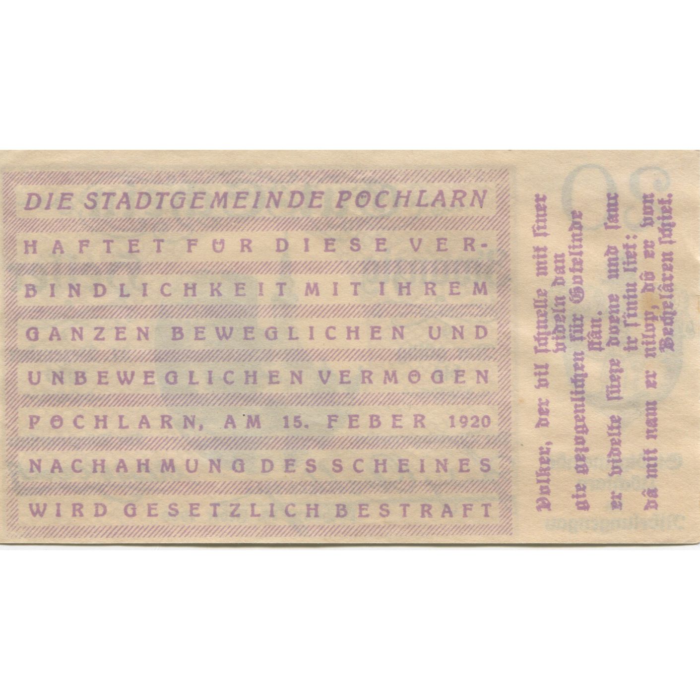 Geldschein, Österreich, Pochlarn, 20 Heller, château 1920 UNZ- Mehl:FS 755II