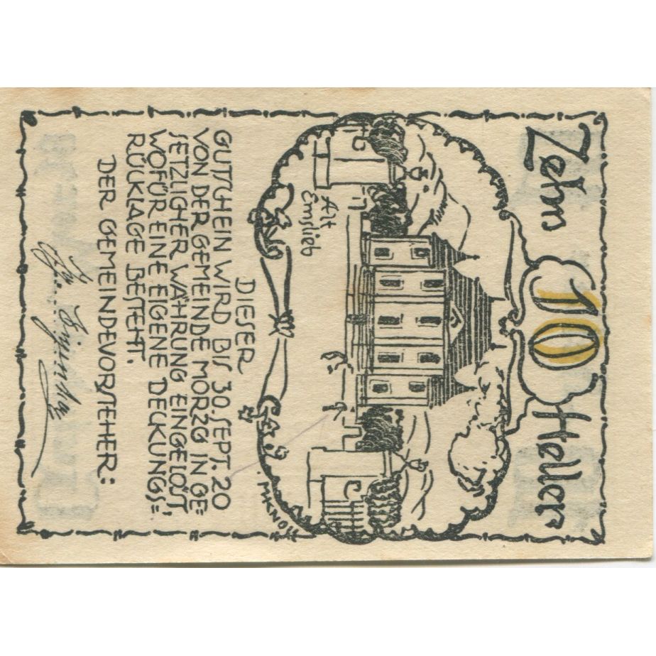 Biljet, Oostenrijk, Morzg, 10 Heller, château, 1920-09-30, SUP, Mehl:FS 630a